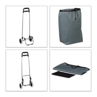 Cărucior de cumpărături pliabil Relaxdays cu geantă detașabilă 28 L, cu roți, 92,5 x 42 x 28 cm, gri 6