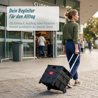 Cărucior de cumpărături pliabil Relaxdays cu mâner telescopic și capac, negru 2