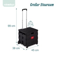 Cărucior de cumpărături pliabil Relaxdays cu mâner telescopic și capac, negru 4