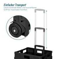 Cărucior de cumpărături pliabil Relaxdays cu mâner telescopic și capac, negru 6