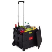 Cărucior de cumpărături pliabil Relaxdays cu mâner telescopic și capac, negru 1