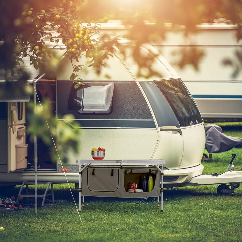 Relaxdays Összecsukható Camping Asztal Magasságállítható Alumínium 120x47cm