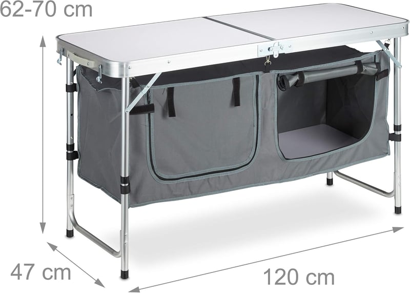 Relaxdays Összecsukható Camping Asztal Magasságállítható Alumínium 120x47cm