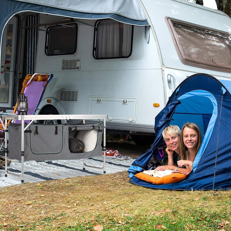 Relaxdays Összecsukható Camping Asztal Magasságállítható Alumínium 120x47cm