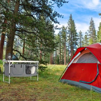Relaxdays Összecsukható Camping Asztal Magasságállítható Alumínium 120x47cm 2