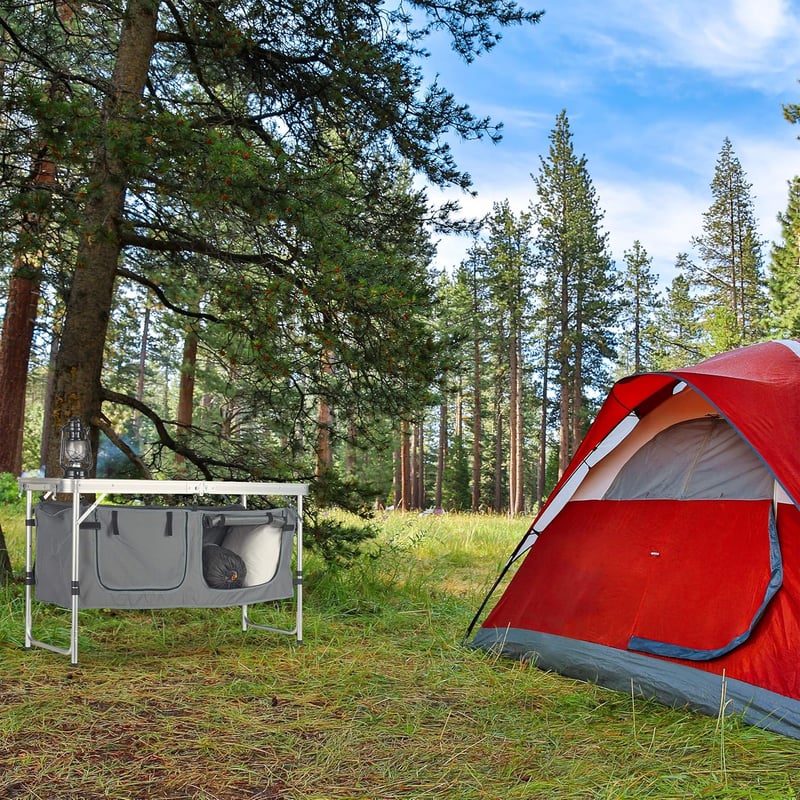 Relaxdays Összecsukható Camping Asztal Magasságállítható Alumínium 120x47cm