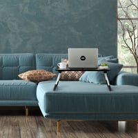 Skladací stolík na notebook a tablet na pohovku Relaxdays s držiakom na nápoje, k posteli, čiernobiela, 26x63x40 cm 5