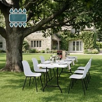 Masă de grădină pliabilă Relaxdays, 75x220x68 cm, albă, plastic și oțel — urme de uzură, pete și o mică îndoitură (stare: vezi a 2-a imagine) 7