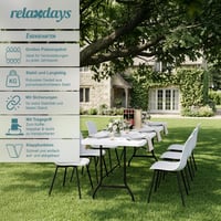 Masă de grădină pliabilă Relaxdays, 75x220x68 cm, albă, plastic și oțel — urme de uzură, pete și o mică îndoitură (stare: vezi a 2-a imagine) 9