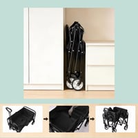 Cărucior pliabil Relaxdays cu capacitate de încărcare de 100 kg, mâner telescopic, material Oxford, pentru cumpărături, camping, plajă, negru 6