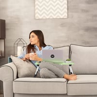 Relaxdays sklopivi stolić za laptop za krevet i kauč, 26 x 63 x 40 cm, MDF i željezo, pladanj za prijenosno računalo, zeleni 3