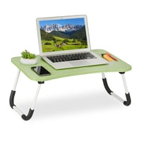 Relaxdays sklopivi stolić za laptop za krevet i kauč, 26 x 63 x 40 cm, MDF i željezo, pladanj za prijenosno računalo, zeleni 1