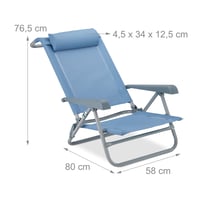 Relaxdays Skladacie ležadlo s opierkou hlavy, opierkami na ruky a otváračom na fľaše, 8-stupňovo nastaviteľné, 120 kg, 80x58x76,5 cm, modré 3