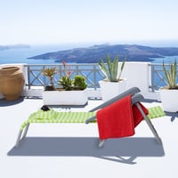 Relaxdays sklopiva ležaljka za sunčanje, podesiva u 8 položaja, s jastukom za vrat, naslonima za ruke i otvaračem za boce, zeleno-bijela, 1 kom. 5