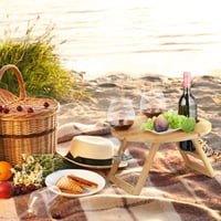Măsuță pliabilă pentru vin Relaxdays, 22x39 cm, suport pentru 4 pahare și 1 sticlă, tavă din bambus, natur 2