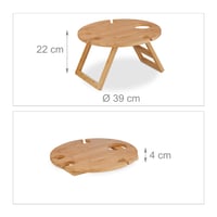 Măsuță pliabilă pentru vin Relaxdays, 22x39 cm, suport pentru 4 pahare și 1 sticlă, tavă din bambus, natur 4