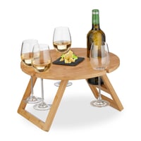 Măsuță pliabilă pentru vin Relaxdays, 22x39 cm, suport pentru 4 pahare și 1 sticlă, tavă din bambus, natur 1