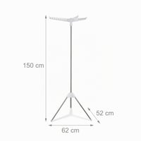 Uscător de rufe pliabil Relaxdays cu 27 de umerașe, 3 brațe rotative, înălțime 150 cm, argintiu/alb 4