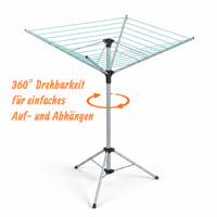 Uscător de rufe pliabil Relaxdays, tip umbrelă, 15 m lungime de uscare, pentru grădină și camping, cu suport, pentru balcon, 140 cm, argintiu 6