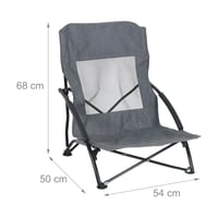 Relaxdays skladacie plážové stoličky, sada 2 ks, s prenosnou taškou, 100 kg, ľahké kempingové stoličky, polyester, kov, sivé 3