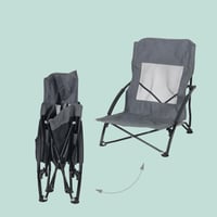 Relaxdays skladacie plážové stoličky, sada 2 ks, s prenosnou taškou, 100 kg, ľahké kempingové stoličky, polyester, kov, sivé 6