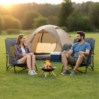 Relaxdays skladacie plážové stoličky, sada 2 ks, s prenosnou taškou, 100 kg, ľahké kempingové stoličky, polyester, kov, sivé 4