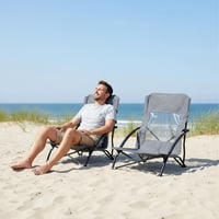 Relaxdays skladacie plážové stoličky, sada 2 ks, s prenosnou taškou, 100 kg, ľahké kempingové stoličky, polyester, kov, sivé 5