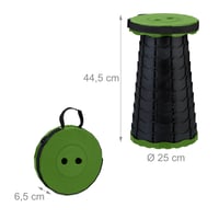 Scaun telescopic pliabil Relaxdays, scaun de camping cu înălțime reglabilă, cu curea de transport, pentru exterior, 44,5 x 25 x 25 cm, verde/negru 3