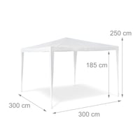 Relaxdays vrtni paviljon, 2,5 x 3 x 3 m, krov od 100% PE, čelični okvir, bijeli, šator za zabave, festivale i kampiranje, četvrtasti vrtni šator 2