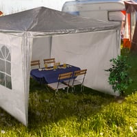 Relaxdays sada 3 bočných stien pre altánok, 2x3 m, vodotesné, upevnenie na suchý zips, PE materiál, s oknami, biele bočné panely pre záhradný stan 3