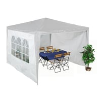 Relaxdays sada 3 bočných stien pre altánok, 2x3 m, vodotesné, upevnenie na suchý zips, PE materiál, s oknami, biele bočné panely pre záhradný stan 1