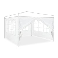 Set bočnih stranica za paviljon Relaxdays, 4 komada, 2x3 m, sa prozorima i patentnim zatvaračem, vodootporan, PVC i PE, bijeli 1