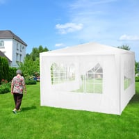 Set bočnih stranica za paviljon Relaxdays, 4 komada, 2x3 m, sa prozorima i patentnim zatvaračem, vodootporan, PVC i PE, bijeli 3