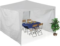 Relaxdays Pavilon Oldalfal Szett 3 db, 2x3 m, Vízálló, Tépőzáras, PE, Fehér 1