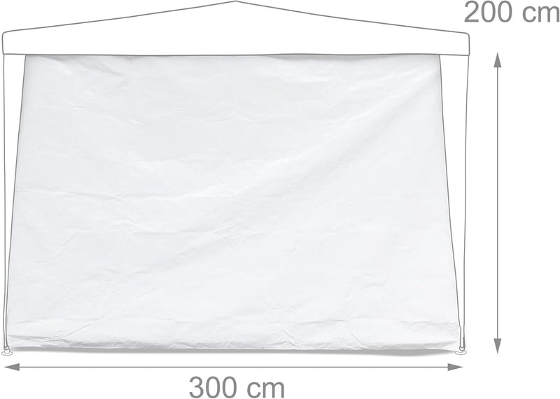 Relaxdays Pavilon Oldalfal Szett 3 db, 2x3 m, Vízálló, Tépőzáras, PE, Fehér