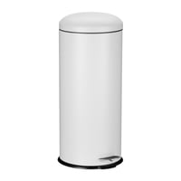 Coș de gunoi cu pedală Relaxdays, 30 litri, cu capac cu închidere lentă (Soft-Close), mâner, coș de bucătărie rotund, metal alb 1