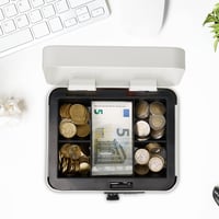 Seif portabil pentru bani Relaxdays cu cifru din 3 cifre, compartiment pentru monede, casetă din fier, 8,5x20x17 cm, diverse culori 2