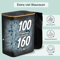 Relaxdays spremnik za odlaganje povratne ambalaže, 160 L, 2 vreće, 70x57x37 cm, za staklene i plastične boce, crni 3