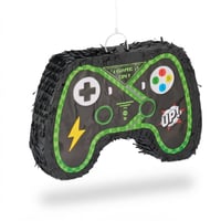 Set piñata Relaxdays, 3 piese, formă de controller, suspendabil, pentru copii, fete și băieți, cu băț și mască, neîmplut, colorat 8