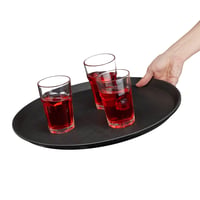 Set 2 tăvi de servire Relaxdays, rotund Ø 40 cm, suprafață antiderapantă, tavă de bar pentru HORECA, negru 10