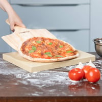 Relaxdays set za pizzu 38x30x3 cm, s metalnim postoljem i drvenom lopaticom za pizzu, pravokutni kamen za pečenje kruha, pizze i flambiranih pita (Flammkuchen), prirodni materijal 2