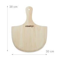 Relaxdays set za pizzu 38x30x3 cm, s metalnim postoljem i drvenom lopaticom za pizzu, pravokutni kamen za pečenje kruha, pizze i flambiranih pita (Flammkuchen), prirodni materijal 4