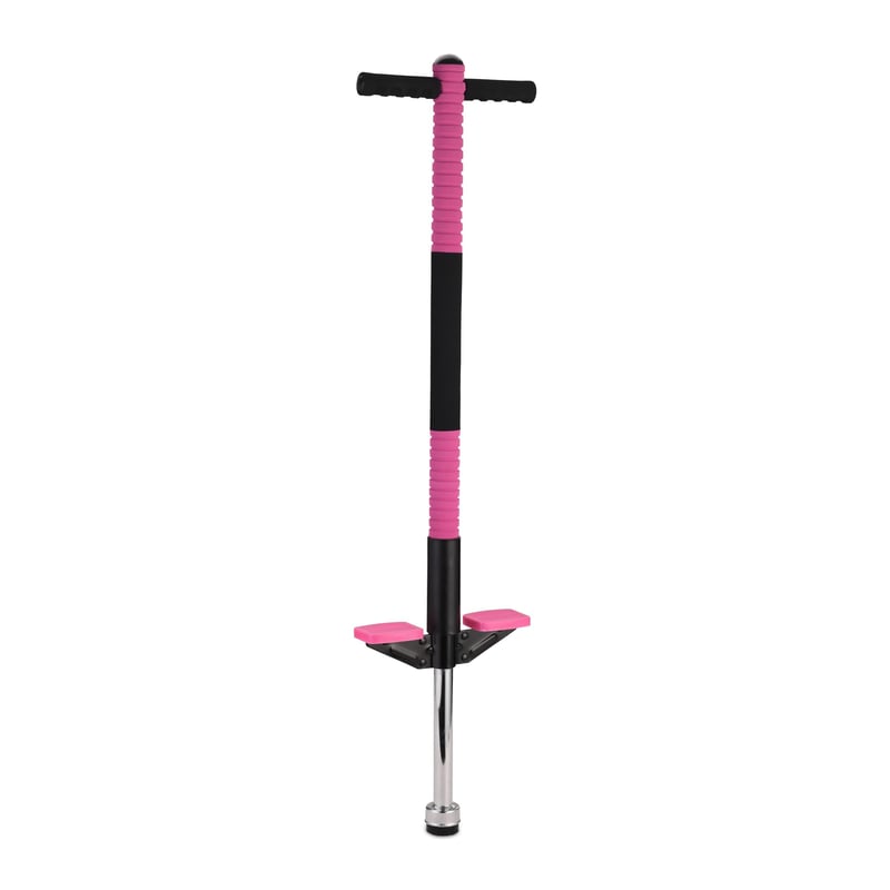 Relaxdays Pogo stick pre deti, do 35 kg, polstrovaný, protišmykový, nehrdzavejúca oceľ, ružový, vonkajšia skákacia tyč
