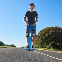 Relaxdays pogo štap za djecu, maks. 60 kg, podstavljen, neklizajući, nehrđajući čelik, plavi, vanjski štap za skakanje 2