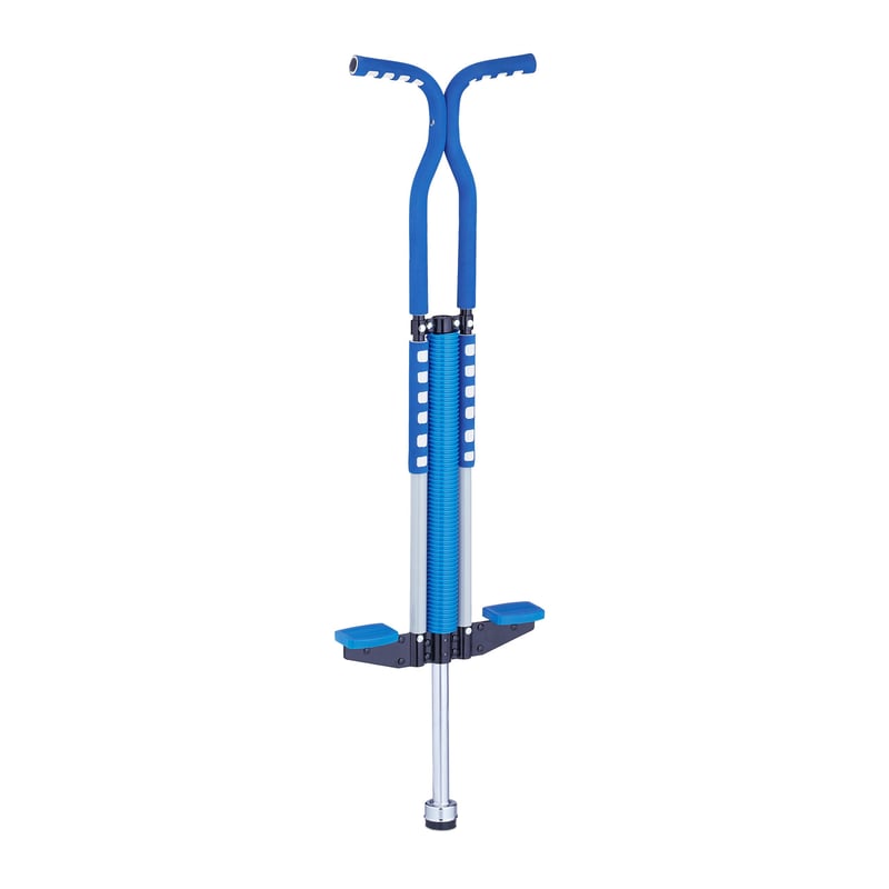 Relaxdays pogo štap za djecu, maks. 60 kg, podstavljen, neklizajući, nehrđajući čelik, plavi, vanjski štap za skakanje