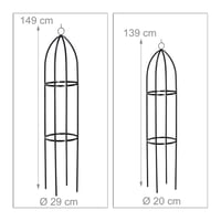 Suport pentru plante Relaxdays, set de 2, auto-susținut, pentru trandafiri și plante cățărătoare, rezistent la intemperii, 139 cm și 149 cm, negru 4