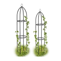 Suport pentru plante Relaxdays, set de 2, auto-susținut, pentru trandafiri și plante cățărătoare, rezistent la intemperii, 139 cm și 149 cm, negru 1