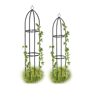 Suport metalic tip grilaj pentru plante Relaxdays, set de 2 bucăți, de sine stătător, pentru trandafiri și plante cățărătoare, 139 cm — zgâriat și îndoit (stare: vezi a 2-a imagine)