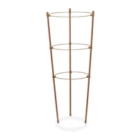 Set 4 Suporturi pentru Plante Relaxdays, Metal și Plastic, Înălțime 45 cm, 3 Inele Reglabile, pentru Plante Cățărătoare, Maro 8
