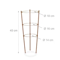 Set 4 Suporturi pentru Plante Relaxdays, Metal și Plastic, Înălțime 45 cm, 3 Inele Reglabile, pentru Plante Cățărătoare, Maro 4